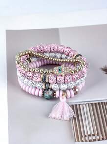 4 Stücke/Set Armband mit Augen- und Palm-Strass-Perlen-Quasten