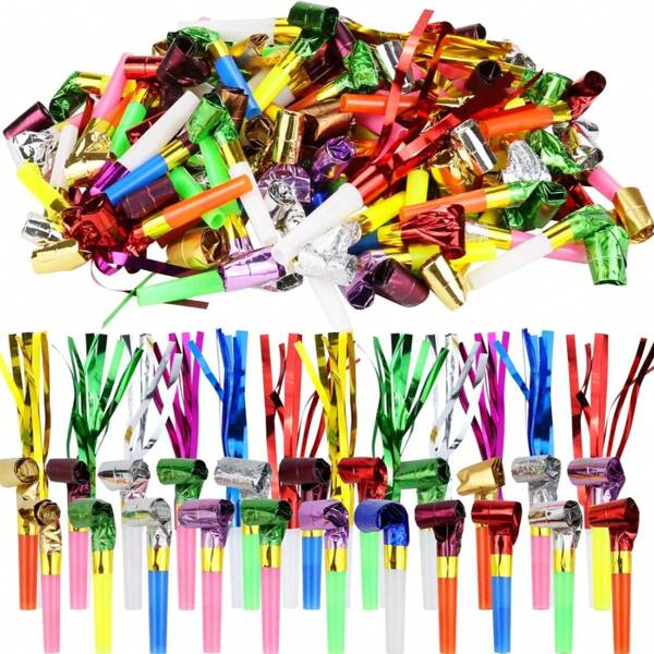10pcs/Pack Party Blowers, Colorful Noise Maker Party Blowers, Tasseled Noise Machine Squawkers, Birthday Noisemaker Party Blowout