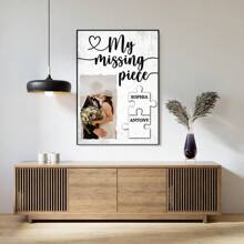 Personalisierter Hochzeits-Leinwanddruck als Geschenk für Paar, mein fehlendes Stück, individuelle Paar Foto und Namen Wandkunst Poster, Geschenke für Neuvermählte Brautparty, Verlobung Hochzeit Jahrestag Geburtstag, Design für Wohnzimmer, Schlafzimmer, Hochzeitsdeko, ohne Rahmen
