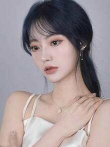 1件装奢华锆石花朵流苏耳环，韩式优雅女士耳环，情人节高端礼物配饰 - 彩色 - 查看 4