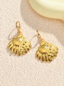 1 paire / 5 paires de boucles d'oreilles vintage en forme d'étoile de mer et de coquillage, plaquées or en acier inoxydable. Conviennent pour un port quotidien, une fête de plage, des vacances, un usage quotidien. Excellent cadeau pour les amis