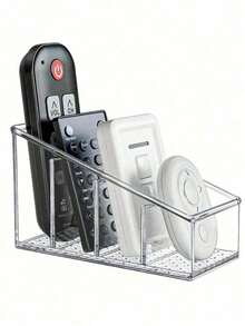 1 pieza Soporte transparente para control remoto de escritorio, caja de almacenamiento de plástico para organizar controles remotos