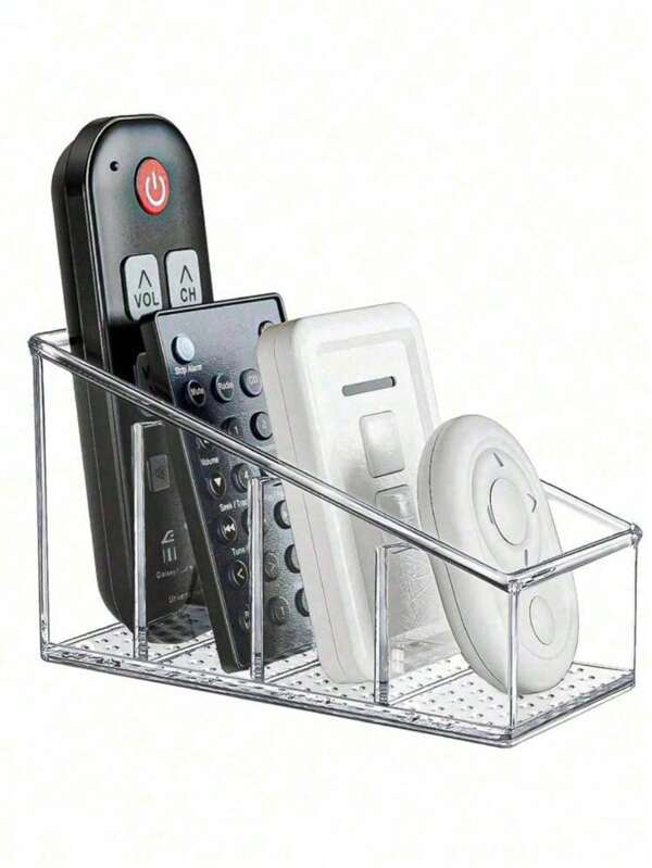 1 pieza Soporte transparente para control remoto de escritorio, caja de almacenamiento de plástico para organizar controles remotos