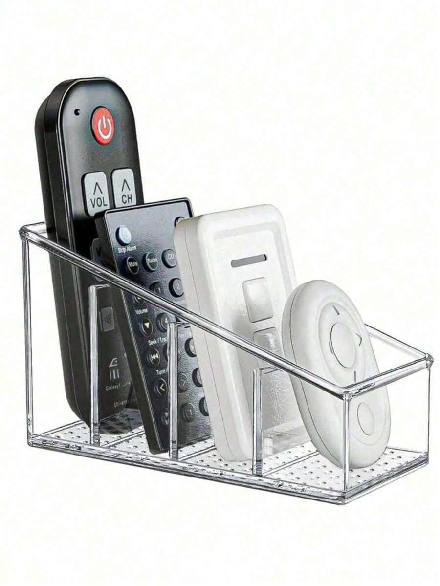 1 pieza Soporte transparente para control remoto de escritorio, caja de almacenamiento de plástico para organizar controles remotos
