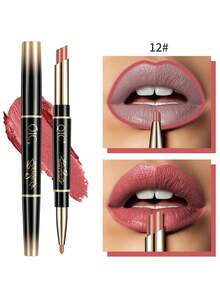 QIC Long Lasting Waterproof Christmas Gift Matte Lipstick & Lip Liner Set Long-Lasting Waterproof Double-Ended Non-Stick Cup High Pigmented Lipstick And Liner Pencil Smooth Texture Full Coverage Nude To Red Shades For All Day Wear Women Cosmetics Lips Makeup For Valentine's Day , Mother's Day Gifts - Multicolor - View 17