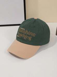 1 buah Topi Baseball Pria Model Colorblock Bordir Huruf, Model Soft Crown Kasual Vintage, Cocok untuk Perjalanan Sehari-hari dan Aktivitas Luar Ruangan - A - View 12