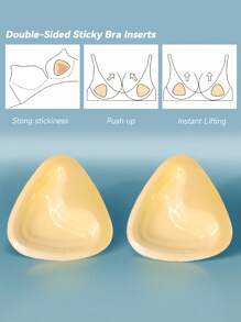 1 Par de Almofadas Adesivas Dupla Face para Peito, Almofadas Adesivas para Peito - Almofadas de Elevação Triangulares - Almofadas Reutilizáveis, Almofadas Invisíveis Grossas para Sutiã e Maiô Bikini, À Prova d'Água para Natação