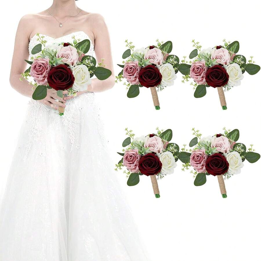Artificial Flower Bouquet For Bride, Wedding Ceremony, Anniversary Celebration, Centerpiece, Table Decor, Bridesmaid