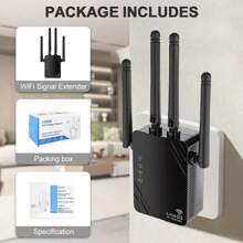 1200Mbps WiFi Extender Booster, WiFi Booster WiFi Extender With Compact Design, WiFi Extender Booster With Ethernet Port, WiFi Booster Range Extender For Any Router, 5GHz & 2.4GHz - Black - View 2