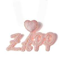 Collar personalizado de corazón de doble capa con letras cursivas estilo Hip Hop DIY, collar creativo