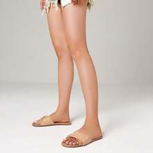 Slides Sandals Women Basic Slip On Flat Sandals Open Toe Comfort Beach Sandals Slippers Casual Dressy Summer - 駱駝 - 查看 7