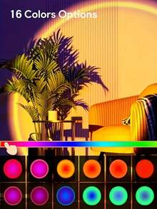 Sunset Projection Lamp, RGB Sunset Lamp, Romantic Visual Atmosphere Light, USB Powered Remote Control LED Projector Floor Lamp, Suitable For Photography, Selfie, Live Streaming, Living Room & Bedroom Decor - Multi-color light - View 6