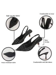 女士尖头小猫跟露跟高跟鞋 - 黑色 - 查看 7