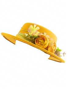 1pc Women's Fashion Wide Brim Hat Lake Blue Multicolor Floral Green Leaf Embroidery Elegant Sun Hat High Quality Straw Hat Wedding Holiday Mother's Day Gift Beach Sun Protection Straw Hat
