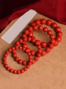 Pulseira de mantra com 6 palavras e cinábrio nativo, pulseira elástica de areia dourada roxa com alto teor de areia do imperador, pulseira vermelha da sorte para o ano de nascimento, ioga, estilo vintage para homens e mulheres, pode ser usada diariamente