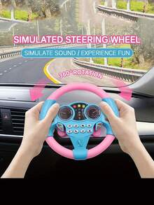 1 件有趣的儿童益智方向盘玩具，带音乐的模拟驾驶游戏，可旋转方向盘，角色扮演玩具（不含电池） - 彩色 - 查看 5