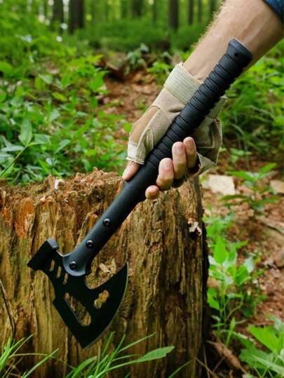 1 pièce - Hache multifonction pour l'extérieur, outil de coupe de bois de chauffage, hache à bois de chauffage domestique, hache d'abattage d'arbre pour l'extérieur, hache de montagne, hache multifonction de camping, en acier au manganèse élevé, hache à main, hache d'abattage, outils de jardin, convenant pour la survie en extérieur, le camping, l'auto-défense
