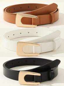 3 قطع أحزمة خصر جلد اصطناعي كاجوال للنساء مع إبزيم معدني للبنطلونات والجينز والفساتين الصيفية والمدرسية