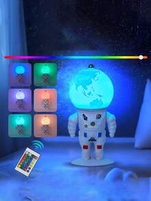 1 件创意宇航员月球充电台灯 - 7 色 LED 夜灯、装饰氛围灯、太空主题卧室床头灯，非常适合家居装饰/客厅/办公室/游戏室/书房/宿舍 - 彩色 - 查看 4