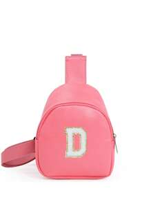 1 pieza Bolso cruzado de hombro con estampado de letras para niñas, bolso de pecho y cintura lindo adecuado para uso diario, exterior, viaje, senderismo, portátil, opción de regalo ideal