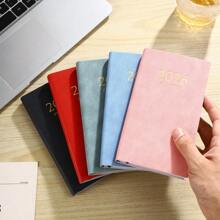 1pc A6 Size 2026 English Planner Book, 155 Sheets/310 Pages Daily Planner, Covering Jan 2026 To Dec 2026, PU Leather Soft Cover Notebook, Color Side Month Index, Applicable For Holiday Gifts, Birthday, And Daily Life Recording, School Supplies, Back To School