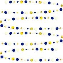 2 套（8 米/26 英尺）海军蓝和金色圆点花环皇家蓝悬挂纸质圆点花车，适用于生日婚礼新娘送礼会毕业典礼航海、海盗主题派对装饰用品 - 彩色 - 查看 7