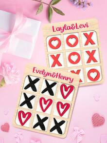 1 Stück personalisiertes Valentinstag Tic-Tac-Zehen Brettspiel, individuelles Holzbrett Pärchen Spiel, individuelles Reisespiel, modisch, farbig, süß, einfach, Kawaii, einzigartiges personalisiertes individualisiertes Geschenk, geeignet als Weihnachtsgeschenk, Valentinstaggeschenk, individuelles DIY Geburtstagsgeschenk, Jahrestags-Geschenk, Paar-Geschenk, Valentinstagsgeschenk, Hochzeitsgeschenk, Partygeschenk, Geschenk für beste Freunde - Verschiedenfarbig - Übersicht 2
