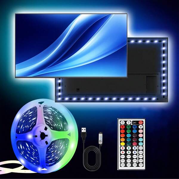Paski świetlne LED RGB z aplikacją i pilotem, synchronizacja z muzyką, zmieniające kolor światła do sypialni, kuchni, na imprezy i do dekoracji świątecznych, elastyczna konstrukcja, diody LED SMD 5050, 16 milionów kolorów, łatwe w instalacji, oświetlenie nastrojowe sypialni