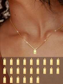 S925 Sterling Silver Personalized Letter A-Z Plate Necklace, Women DIY Jewelry, Suitable Gift For Mother's Day, Anniversary, Birthday For Mom/Girlfriend