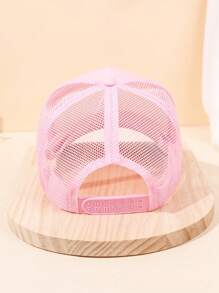 1Pc Children's 26 Letter Printed Baseball Cap, Cute Pink Sunshade Baseball Cap, Mesh Breathable Trucker Cap