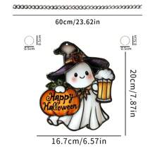 1 Stück Geisterfänger - Bunte Acryl Fenster Hängendekoration, süße Geist und Pflanze Dekoration, Gothic Sonnenfänger, seltsame Heimdekoration, Halloween Fenster Dekoration, Geisterhaus Ästhetik, geeignet für Zuhause, Schlafzimmer, Wohnzimmer, Wanddekoration (Schutzfolie vor Gebrauch abziehen, aus Acryl gefertigt)