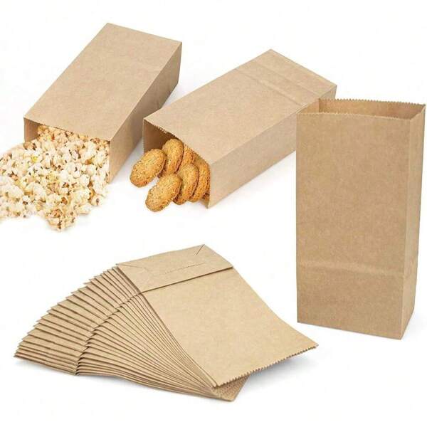50/100 Stück Mini Papiertüten, Aufbewahrungspapiertüten, strapazierfähige braune Papierverpackungstüten für Partygeschenke, Snacks, Kekse, Burger, geeignet für kleine Unternehmen, Lebensmittelgeschäfte, Mittagessen, Partybevorzugungen, Mitnehm-Verpackung, geeignet für Partys, Hochzeiten, Sommerspeisepartys, Rückkehr zur Schule, Nationalfeiertag, Halloween, Weihnachten