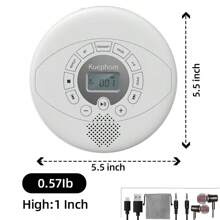 CD-Tragbarer Spieler, Bluetooth-Drahtlosverbindung, USB-Aufladung + AUX-Kabeleingang, HiFi-Soundqualität, LCD-Displaybildschirm, geeignet für Auto, Zuhause, Outdoor-Nutzung, 3-in-1-Geschenk