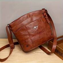 Elegant Women'S Crossbody Bag In Solid Color With Adjustable Strap, Large Capacity, Multiple Pockets, Lightweight Stitched Design, Zip Closure, Polyester Lining, Available In Black, Brown, And Dark Brown, Casual Shoulder Bag | Classic Style | Lightweight Construction, Purse Crossbody , New Year - Multicolor - View 3