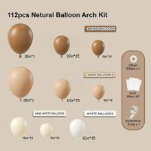 112pcs Balloon Arch Set, 5/10/18 Inch Brown, Beige, Mocha Balloons, Suitable For Birthday Party, Baby Shower, Gender Reveal, Birthday, Room Decoration