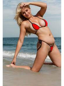 Micro Bikini Extreme, Tiny Bikini Microkini Skimpy Micro Bikini Sets Women String Bikini - 紅色 - 查看 2