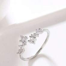 1pc Fashionable Versatile Niche Geometric Zirconia Open Ring - Silver - View 3