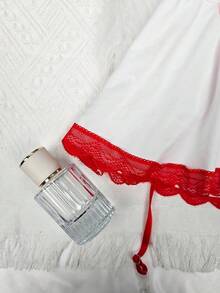 SOFUSEN 2pcs Women's Sexy Lingerie Set, Lace & Satin Splice Sexy Club Outfit, Suitable For Home, Holiday, Party, Romantic Occasions - White - View 6