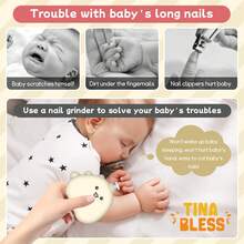 Tinabless 1 Pc Electric Nail Trimmer, Easy Electric Nail File, Baby Nail Clipper & Nail Trimmer Kit For Newborn, Toddler, Or Children Fingernails & Toenails, 6 Buffer Pads - Multicolor - View 3
