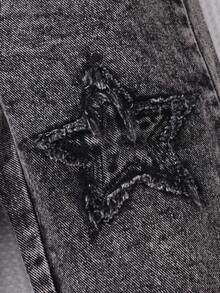 New Style Baby/Toddler Girls Distressed Denim Embroidered Casual Versatile Overalls - Black - View 10