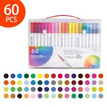 120/100/80/60/48/36/24/12pcs Double-Ended Marker Pen Set,Mark Pen Washable Soft-Tipped Pen Set Of Brushes, Multiple Set Models Available For Selection,Drawing Not Soak Paper, Art Collection, Pen To Graffiti Art Of Diy Pens, Colorful Painting Watercolor Art Mark Pen Sets, Waterproof High-Capacity Color Pen, Exquisite Gift To The Student, The Perfect Gifts Of Gifts, Marker Pen,Back To School,School Supplies