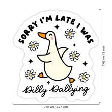 1PC Funny Goose Sticker, Aesthetic Vinyl Decal, Cute Slouchy Dilly Dallying Laptop & Water Bottle Sticker, Cottagecore Procrastination Sticker, Slow Life Funny Meme Sticker For Notebook, Phone Case, Journal, Travel Luggage, Student Gift