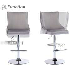 Chairus Modern Bar Stools Set Of 2 Breakfast Stools With Lion Knocker, Velvet Counter Stools With Metal Base For Kitchen Island - Grey - View 6