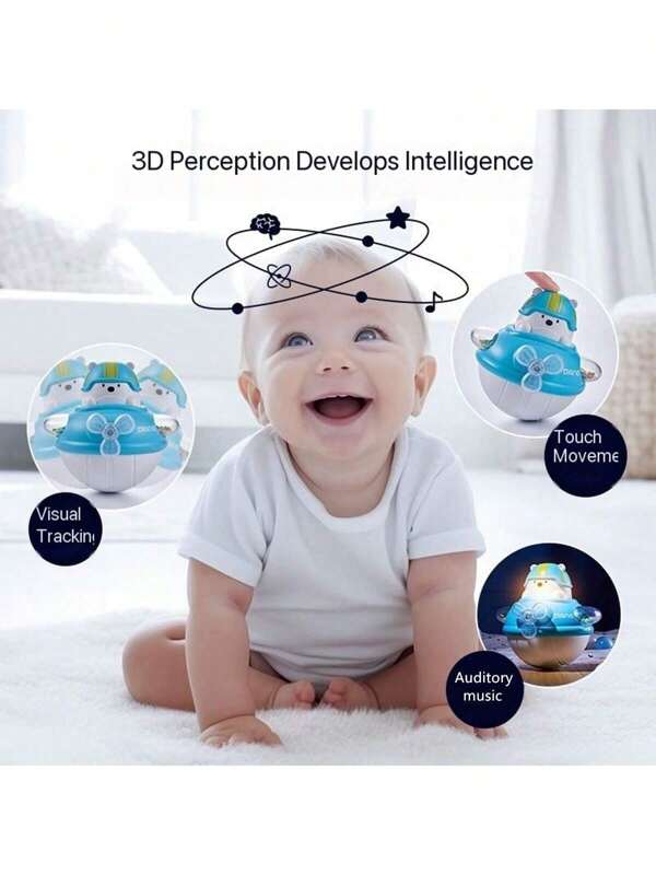 1pc Baby Roly Poly Tumbler Toy, Cartoon Music Visual Hearing Development Educational Intelligent Gift For Infant