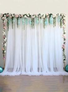 1 Set / 2 Stücke - 1,6m * 3m Tüll Hintergrundvorhänge, transparente Hintergrundvorhänge für Geburtstagsfeier, Hochzeit, Frühjahrsfest, Fotohintergrund Dekoration