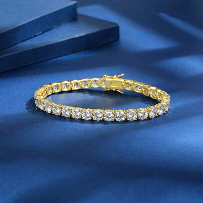 MDFUN سوار تنس مطلي بالذهب الأبيض عيار 18 قيراط، سوار سحر من الزركونيا المكعبة قياس 5 مم للنساء والرجال