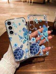 Blue Sea Turtle Painted Plain Perforated Simple Anti-Drop Thick Phone Protective Case Print Compatible With Iphone 15/IP16 PROMAX XR/7/8, IPhone 15 Promax/12 PROMAX/13 PROMAX/14 PROMAX 13 14 11 12p14 Female P11 Soft Shell P12 Anti-Fall XS.XR/78P.78GES2, Suitable For A134G A22 A21S A514G A52 S22 ULTRA A335G, Suitable For Redmi 10 Redmi Note 114G Redmi 11 Lite A53TPu A14/A23/S23ULTRA S24 A14 A15 S23 A73, Redmi Phones Waterproof Shockproof Scratch Resistant