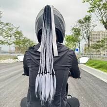 Wig Braid For Helmet Decoration, Braids With Detachable Bow, Motorcycle Helmet Hair Tails Decoretion Many Colors, Bicycle Helmet Braids Hair Tails (Helmet Not Included) (Installation Method: Use Double-Sided Tape To Stick The Suction Cup) - Multicolor - View 6