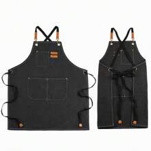 Unisex Koch-/Garten-Arbeitsschürze, mit großen Taschen, strapazierfähige Segeltuch Kreuzrücken-Arbeitsschürze, Größe M-XXL