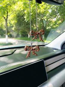 Cute Bow Tie Car Pendant, Decorative Rearview Mirror Hanging Ornament, Polka Dot Bow Tie Car Accessory (Polka Dot Bow Tie Is Single-Sided)